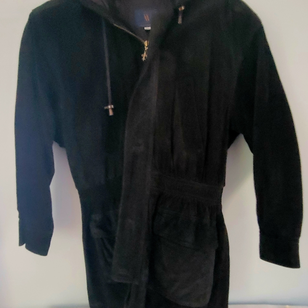 Elegant Black Suede Hooded Jacket for Women